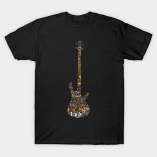 Bass Guitar Silhouette Word Cloud for Bassist Bass Player T-Shirt